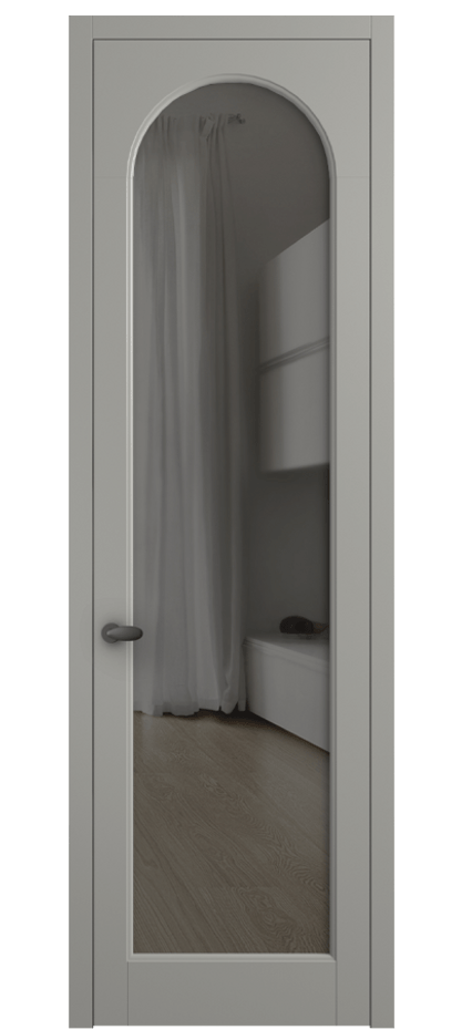 Межкомнатная дверь Палаццо 6804 Матовый нейтральный серый Прозрачное серое стекло, триплекс Цена 5200 Br | Volhovec