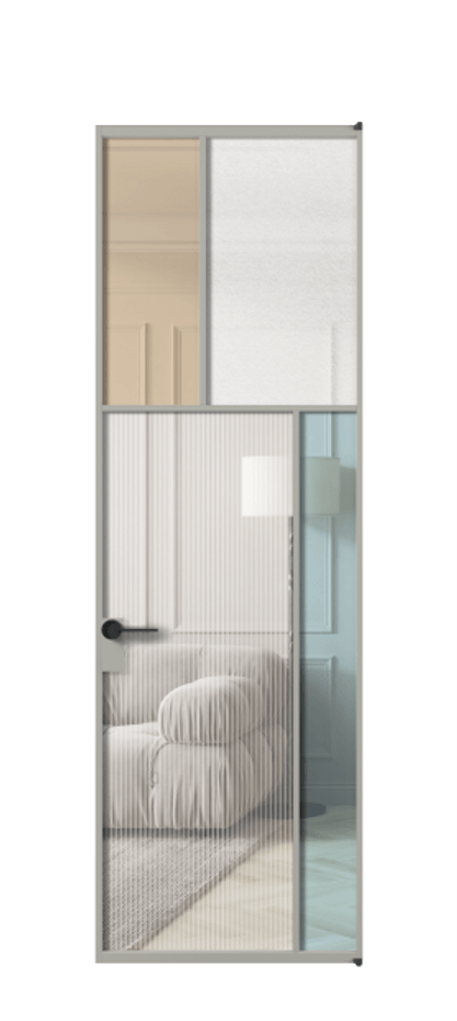Межкомнатная дверь Mosaic АЛПЛ041.23 Алюминий нейтральный серый Комбинация стекол Группы 1 и Группы 3 Цена 8880 Br | Volhovec