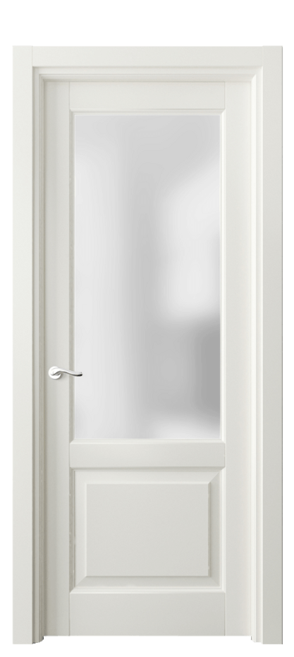 Межкомнатная дверь Лигнум 0740 Матовый жемчужный Сатинированное стекло Цена 5120 Br | Volhovec