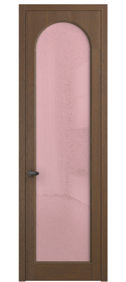 Межкомнатная дверь Палаццо 6804 Дуб каштановый матовый Фактурное розовое стекло "Лёд", триплекс Цена 8200 Br | Volhovec