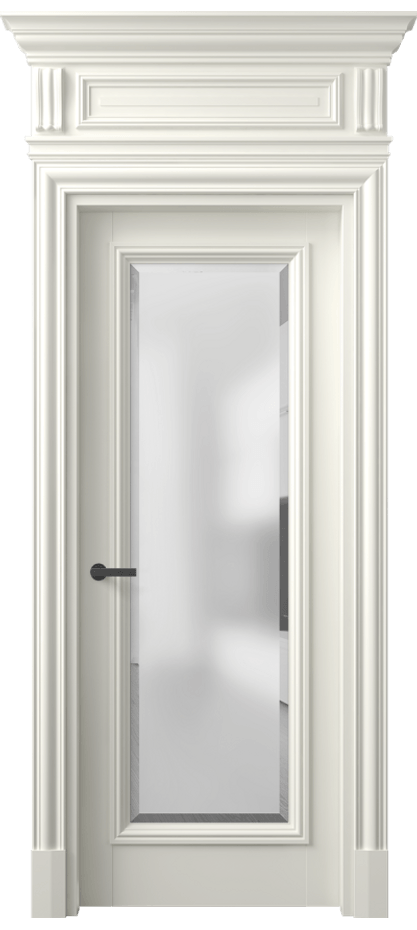 Межкомнатная дверь Антик 7300 Матовый жемчужный Сатинированное стекло с фацетом Цена 8680 Br | Volhovec