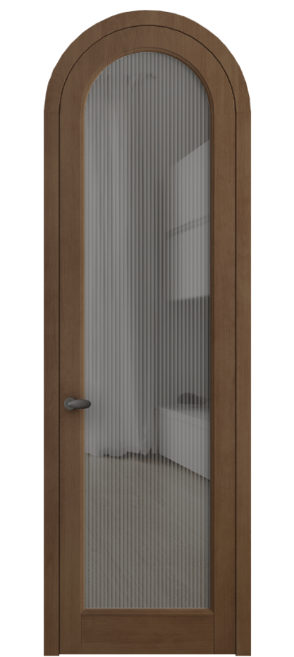 Межкомнатная дверь Palazzo 6814 Бук тёмный матовый Рифлёное серое стекло "Moru", триплекс Цена 9600 Br | Volhovec