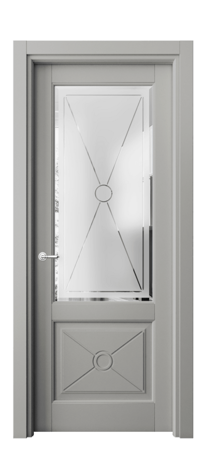 Межкомнатная дверь Тоскана Литера 6362 Матовый нейтральный серый Сатинированное стекло с гравировкой «LITERA» Цена 5680 Br | Volhovec