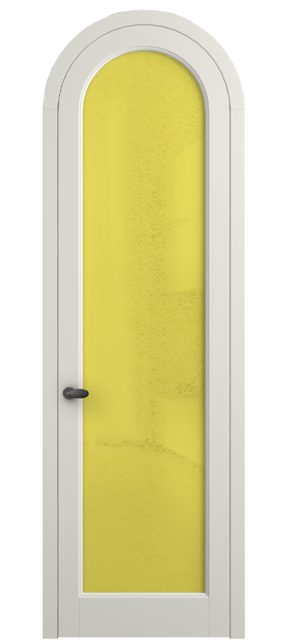 Межкомнатная дверь Палаццо 6814 Матовый жемчужный Фактурное жёлтое стекло "Лёд", триплекс Цена 7000 Br | Volhovec