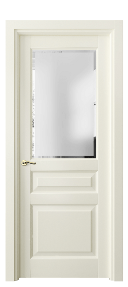 Межкомнатная дверь Лигнум 0710 Матовый молочно-белый Сатинированное стекло с фацетом Цена 5410 Br | Volhovec