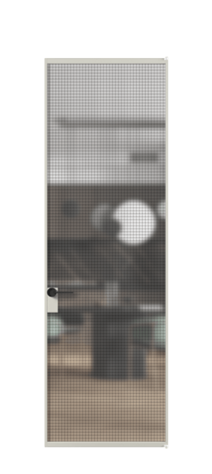 Алюминиевая дверь АЛПЛ040.01 Алюминий тёплый серый Декоративное стекло с сеткой "Mesh silver", триплекс Цена 6710  | Volhovec