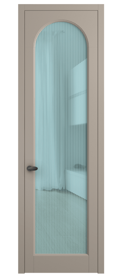 Межкомнатная дверь Палаццо 6804 Матовый бисквитный Рифлёное голубое стекло "Мору", триплекс Цена 5600 Br | Volhovec