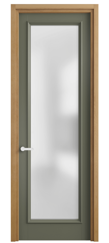 Межкомнатная дверь Шарм 6702 Матовый оливковый тёмный Сатинированное стекло Цена 5400 Br | Volhovec