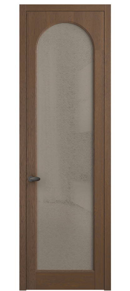 Межкомнатная дверь Палаццо 6804 Дуб каштановый матовый Фактурное бронзовое стекло "Лёд", триплекс Цена 8200 Br | Volhovec