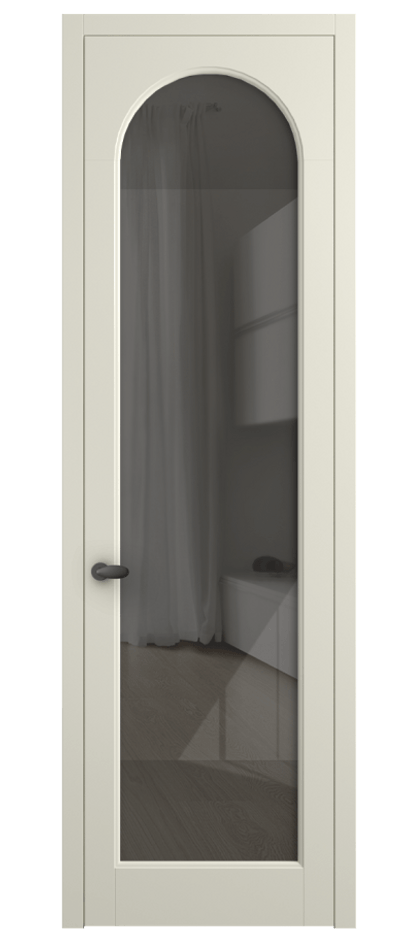 Межкомнатная дверь Palazzo 6804 Матовый молочно-белый Рефлективное серое стекло "Stopsol", калёное Цена 5600 Br | Volhovec