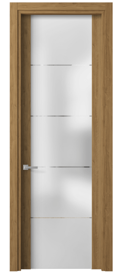 Межкомнатная дверь Планум 4114 Грецкий орех Сатинированное стекло с гравировкой «КВАДРО», триплекс Цена 1880 Br | Volhovec