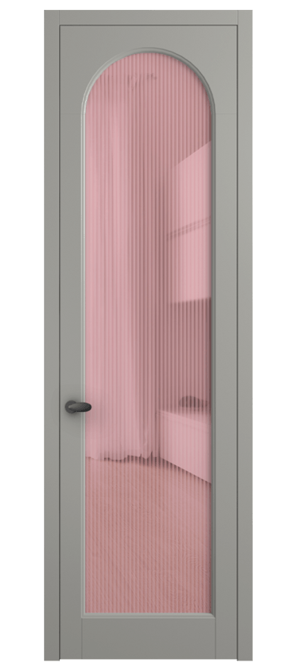 Межкомнатная дверь Palazzo 6804 Матовый нейтральный серый Рифлёное розовое стекло "Moru", триплекс Цена 5600 Br | Volhovec