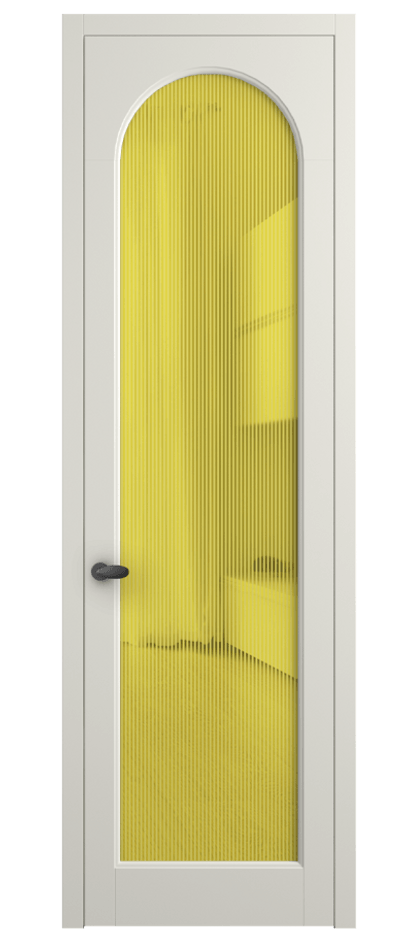 Межкомнатная дверь Palazzo 6804 Матовый жемчужный Рифлёное желтое стекло "Дюна", триплекс Цена 5500 Br | Volhovec