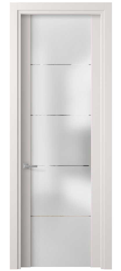 Межкомнатная дверь Планум 4114 ПЭТ кремово-серый Сатинированное стекло с гравировкой «КВАДРО», триплекс Цена 1740 Br | Volhovec