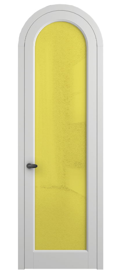 Межкомнатная дверь Palazzo 6814 Матовый белоснежный Фактурное жёлтое стекло "Лёд", триплекс Цена 7000 Br | Volhovec