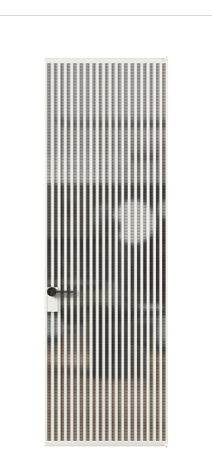 Алюминиевая дверь АЛПЛ040.06 Алюминий светло-серый Декоративное стекло с сеткой "Mesh silver", триплекс, 6 мм Цена 9790  | Volhovec