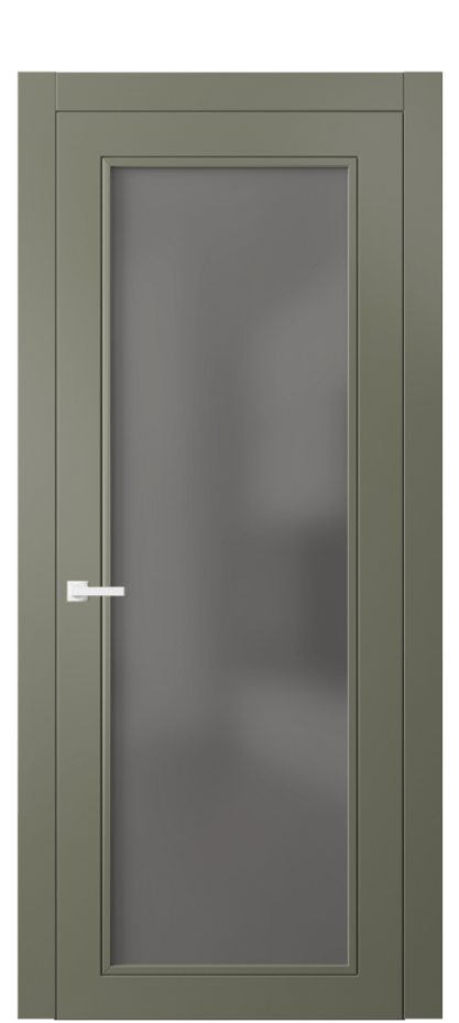 Межкомнатная дверь Neo Classic 8000 Матовый оливковый тёмный Сатинированное серое стекло, триплекс Цена 3990 Br | Volhovec