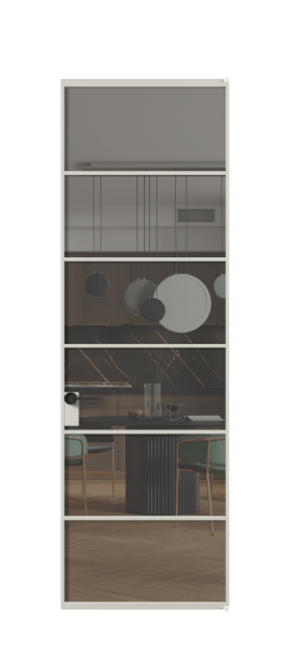 Алюминиевая дверь АЛПЛ040.04 Алюминий тёплый серый Прозрачное серое стекло, триплекс Цена 6870  | Volhovec