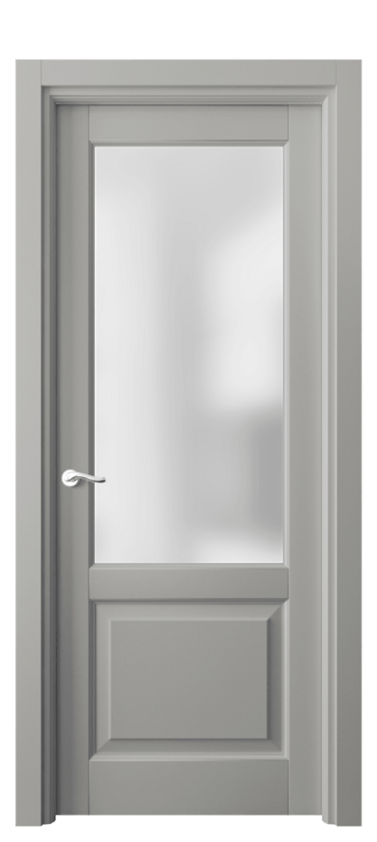 Межкомнатная дверь Лигнум 0740 Матовый нейтральный серый Сатинированное стекло Цена 5080 Br | Volhovec