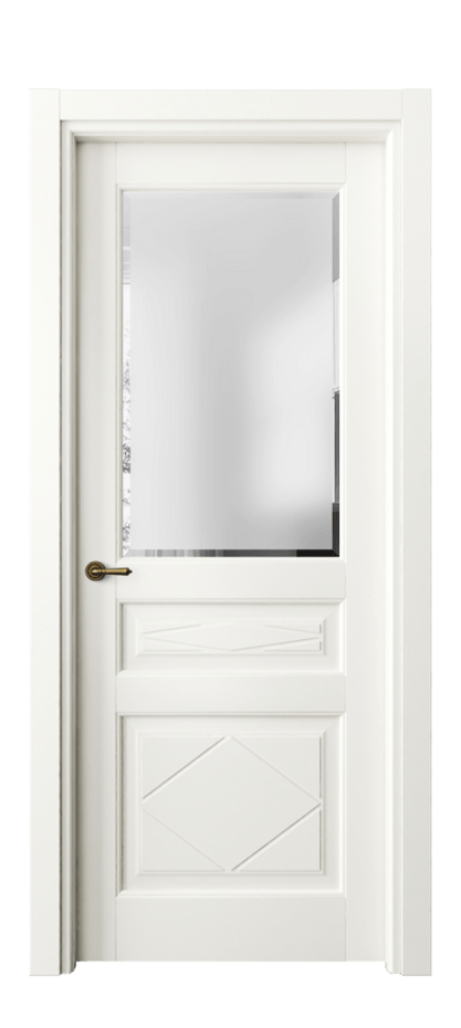 Межкомнатная дверь Тоскана Ромбо 6344 Матовый жемчужный Сатинированное стекло с фацетом Цена 5390 Br | Volhovec