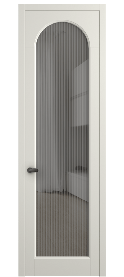 Межкомнатная дверь Palazzo 6804 Матовый жемчужный Рифлёное серое стекло "Moru", триплекс Цена 5600 Br | Volhovec
