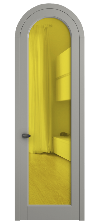 Межкомнатная дверь Palazzo 6814 Матовый нейтральный серый Прозрачное жёлтое стекло, триплекс Цена 6700 Br | Volhovec