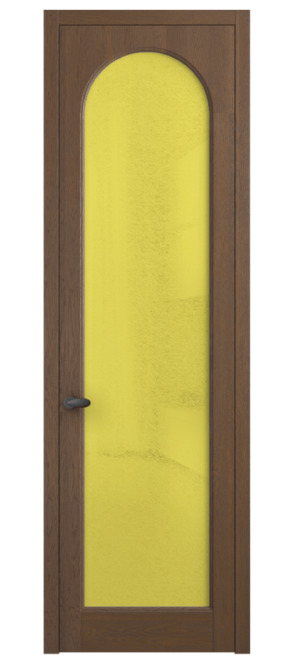Межкомнатная дверь Палаццо 6804 Дуб каштановый матовый Фактурное жёлтое стекло "Лёд", триплекс Цена 8200 Br | Volhovec