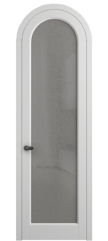 Межкомнатная дверь Palazzo 6814 Матовый белоснежный Фактурное серое стекло "Лёд", триплекс Цена 7000 Br | Volhovec