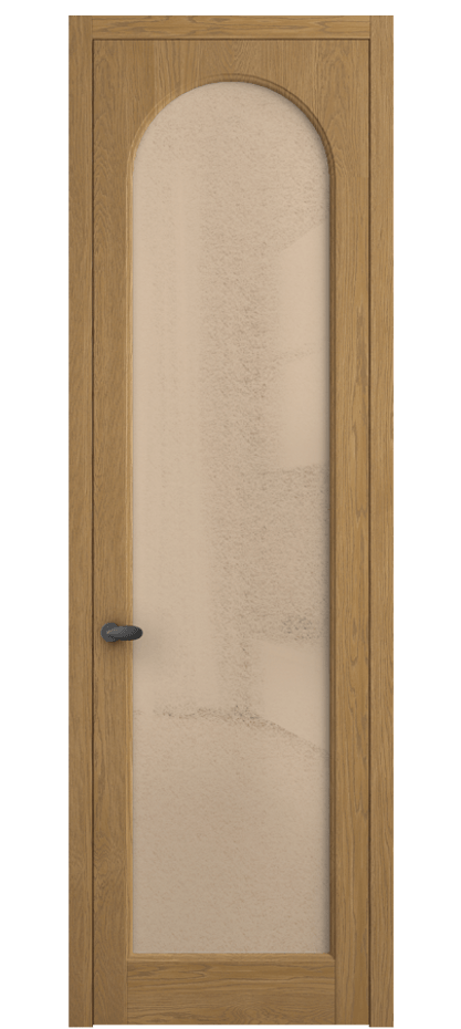 Межкомнатная дверь Палаццо 6804 Дуб солнечный матовый Фактурное оранжевое стекло "Лёд", триплекс Цена 8200 Br | Volhovec