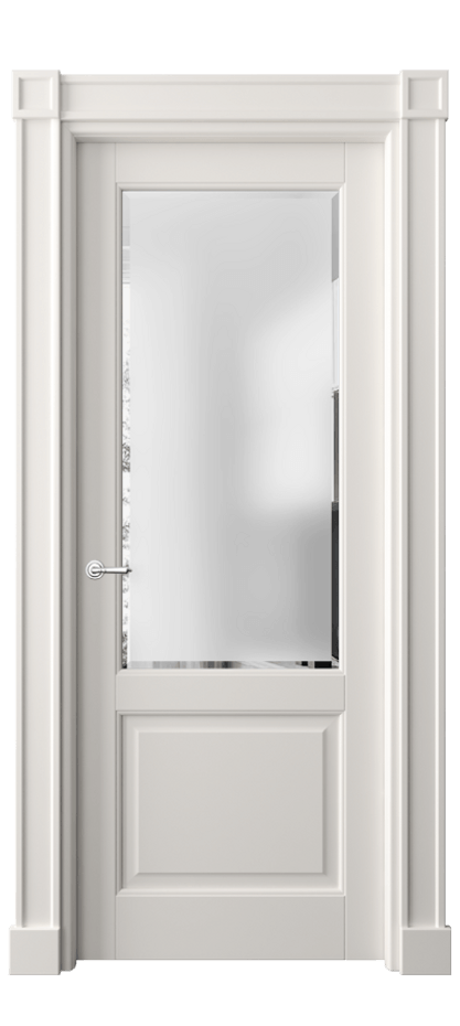 Дверь межкомнатная Тоскана Плано 6302 Матовый пудровый белый Сатинированное стекло с фацетом Гладкие пилястры с квадратными розетками МПБЛ Цена 7050 Br Наличники уже входят в базовый комплект. Фабрика дверей Волховец 8 (800) 551 43 19 Межкомнатная дверь Тоскана Плано 6302 Матовый пудровый белый Сатинированное стекло с фацетом Цена 7050 Br | Volhovec