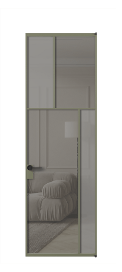 Межкомнатная дверь Mosaic АЛПЛ041.23 Алюминий оливковый тёмный Сатинированное серое стекло, триплекс, 6 мм + Прозрачное серое стекло, триплекс Цена 8870 Br | Volhovec