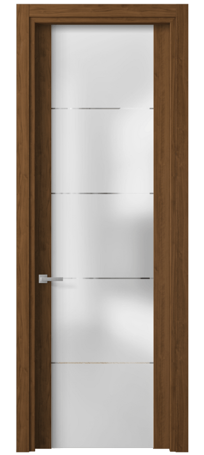 Межкомнатная дверь Planum 4114 Лесной орех Сатинированное стекло с гравировкой «КВАДРО», триплекс Цена 1750 Br | Volhovec