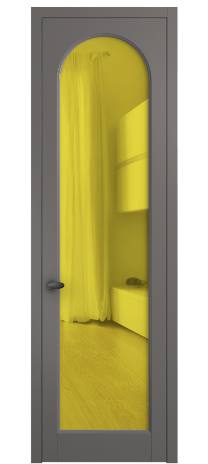 Межкомнатная дверь Palazzo 6804 Матовый классический серый Прозрачное жёлтое стекло, триплекс Цена 5200 Br | Volhovec