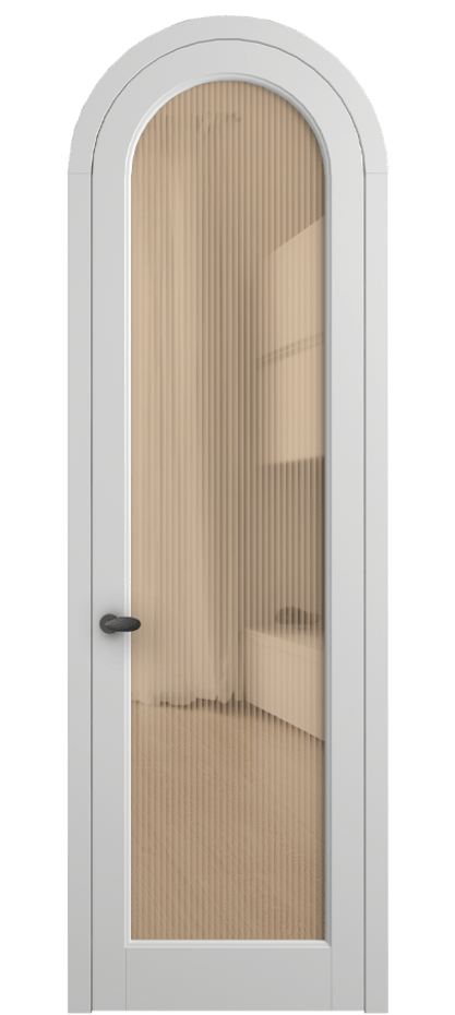 Межкомнатная дверь Palazzo 6814 Матовый белоснежный Рифлёное оранжевое стекло "Moru", триплекс, 8 мм Цена 6700 Br | Volhovec