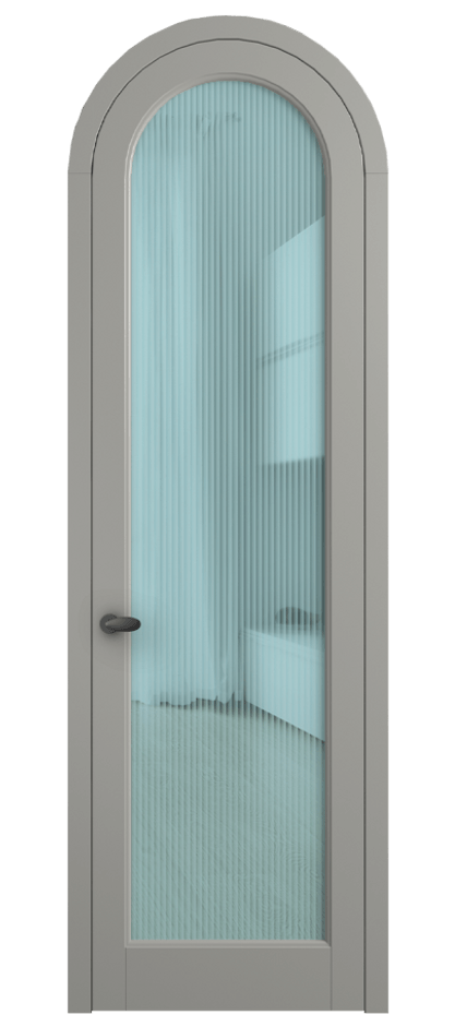 Межкомнатная дверь Palazzo 6814 Матовый нейтральный серый Рифлёное голубое стекло "Moru", триплекс Цена 7100 Br | Volhovec