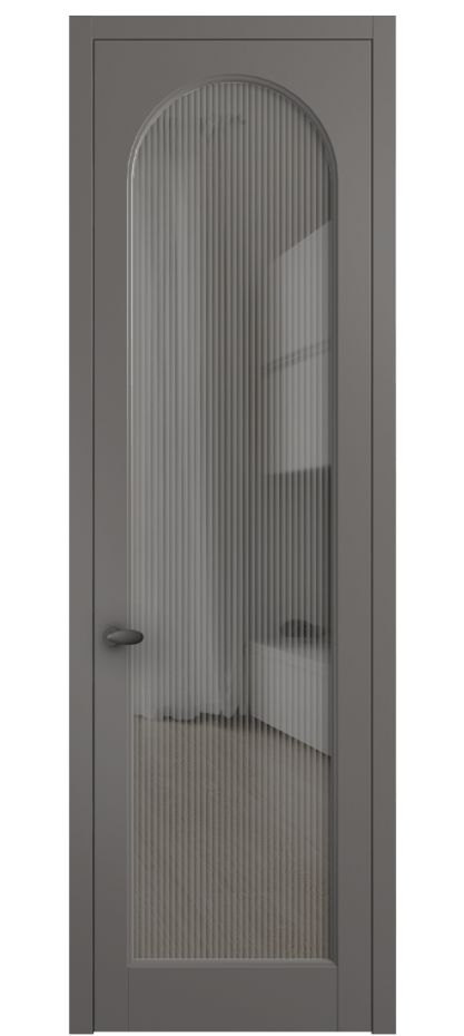 Межкомнатная дверь Палаццо 6804 Матовый классический серый Рифлёное серое стекло "Moru", триплекс Цена 5600 Br | Volhovec