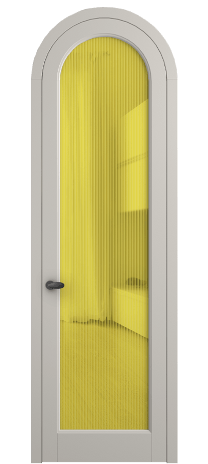 Межкомнатная дверь Palazzo 6814 Матовый облачно-серый Рифлёное жёлтое стекло "Moru", триплекс, 8 мм Цена 6700 Br | Volhovec