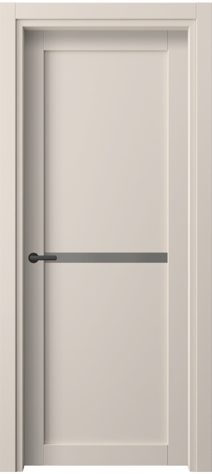 Межкомнатная дверь Нео 2112 ПЭТ пудровый бежевый Сатинированное серое стекло, триплекс Цена 1631 Br | Volhovec