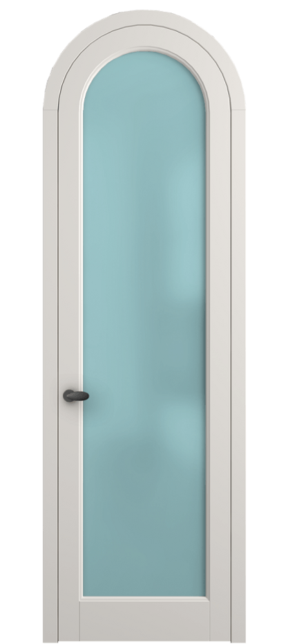 Межкомнатная дверь Палаццо 6814 Матовый пудровый белый Сатинированное голубое стекло, триплекс Цена 6700 Br | Volhovec