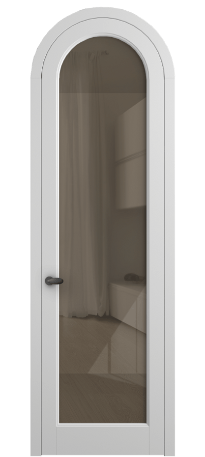 Межкомнатная дверь Palazzo 6814 Матовый белоснежный Рефлективное бронзовое стекло "Stopsol", калёное Цена 7100 Br | Volhovec