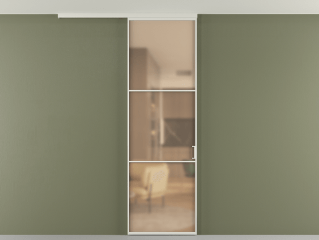 Перегородка Формато вдоль стены на потолок 1 створка АЛПР 040.03 Алюминий Белый Сатинированное оранжевое стекло, триплекс Цена 5000 Br | Volhovec