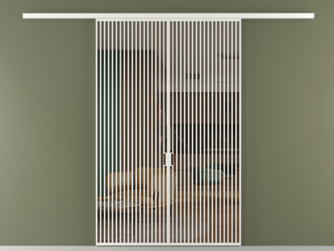 Перегородка Formato вдоль стены 2 створки АЛПР 040.06 Алюминий белоснежный Прозрачное бронзовое стекло, триплекс Цена 22940 Br | Volhovec