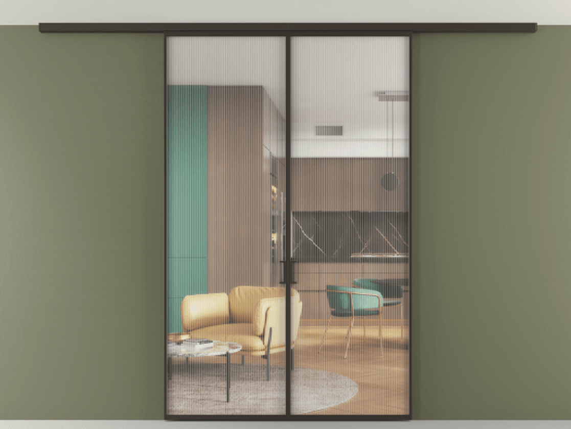 Перегородка Формато вдоль стены на потолок 2 створки АЛПР 040.01 Алюминий антрацит Рифлёное стекло "Мору", триплекс. Цена 10600 Br 1. Полотно 2 шт. (800/2100 мм)
2. Комплект установки раздвижной системы
3. Базовый комплект фурнитуры
4.Ручка Рондо. Фабрика дверей Волховец 8 (800) 551 43 19 Перегородка Формато вдоль стены на потолок 2 створки АЛПР 040.01 Алюминий антрацит Рифлёное стекло "Мору", триплекс Цена 10600 Br | Volhovec