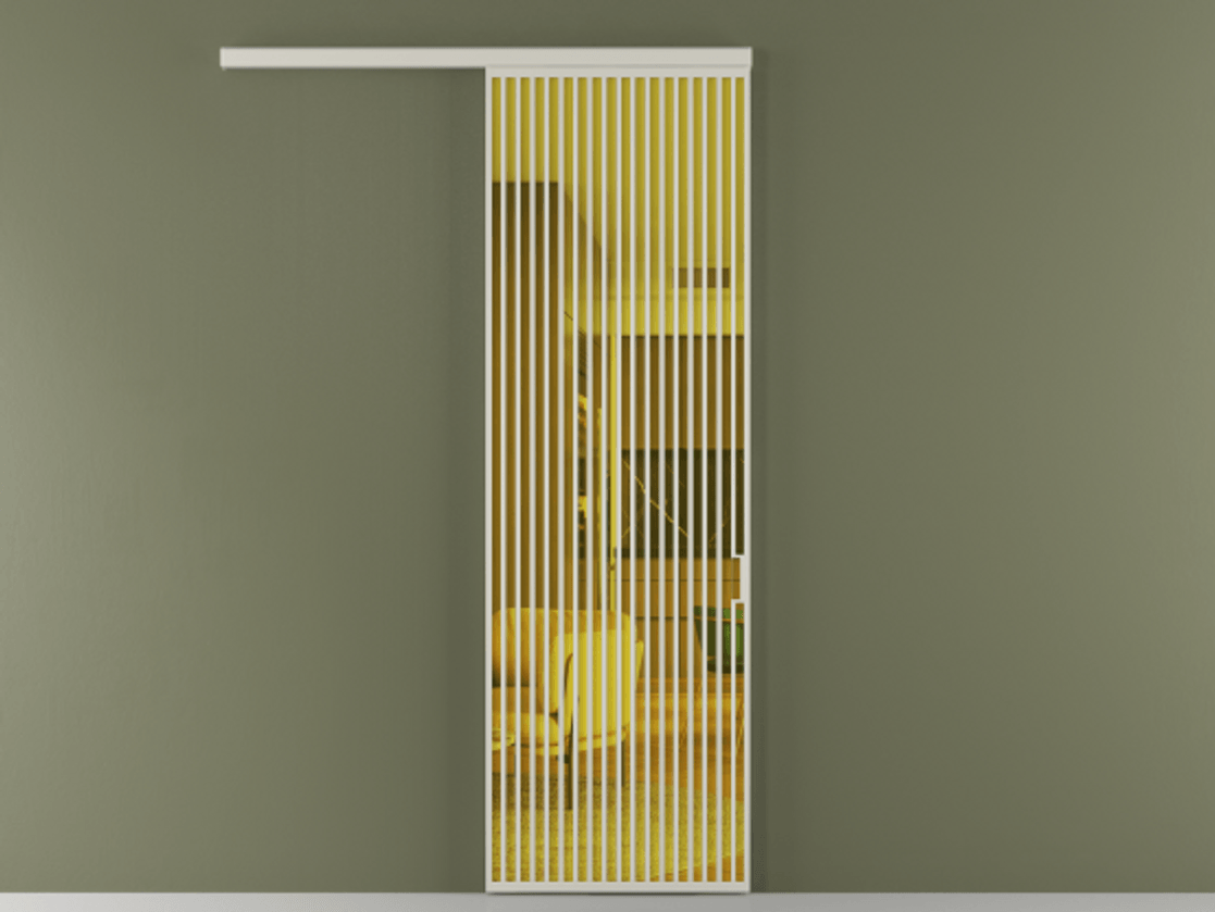 Перегородка Formato вдоль стены 1 створка АЛПР 040.06 Алюминий тёплый серый Прозрачное жёлтое стекло, триплекс Цена 11700 Br  | Volhovec