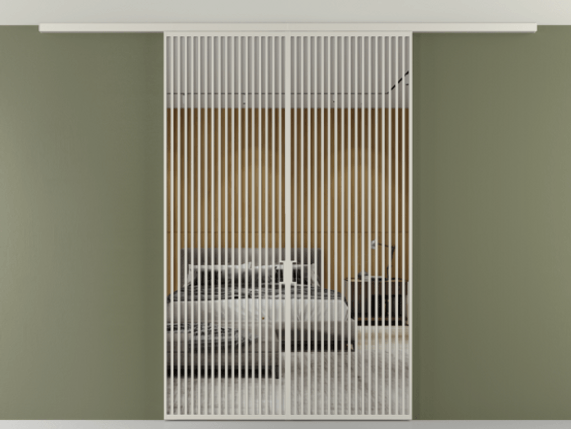 Перегородка Формато вдоль стены на потолок 2 створки АЛПР 040.06 Алюминий тёплый серый Двустороннее зеркало, триплекс , триплекс 6 мм Цена 23710 Br | Volhovec