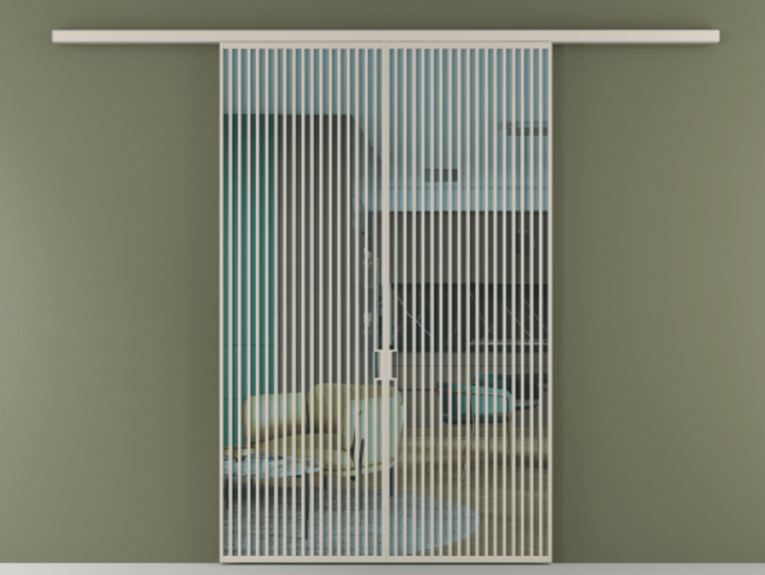 Перегородка Formato вдоль стены 2 створки АЛПР 040.06 Алюминий светло-бежевый Прозрачное голубое стекло, триплекс Цена 19200 Br | Volhovec