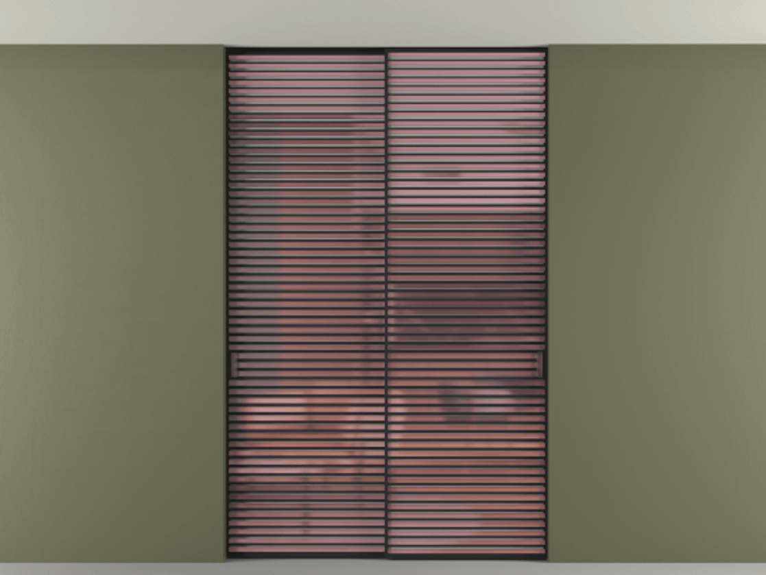 Перегородка Формато внутри проёма скрытое крепление в потолок 2 створки АЛПР 040.07 Алюминий Черный Сатинированное розовое стекло, триплекс Цена 21200 Br | Volhovec