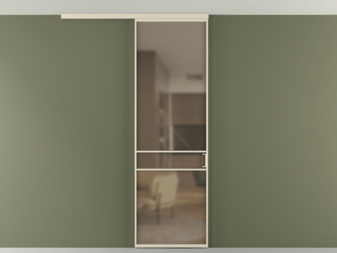 Перегородка Formato вдоль стены на потолок 1 створка АЛПР 040.02 Алюминий бежево-серый Сатинированное бронзовое стекло, триплекс Цена 5400 Br | Volhovec