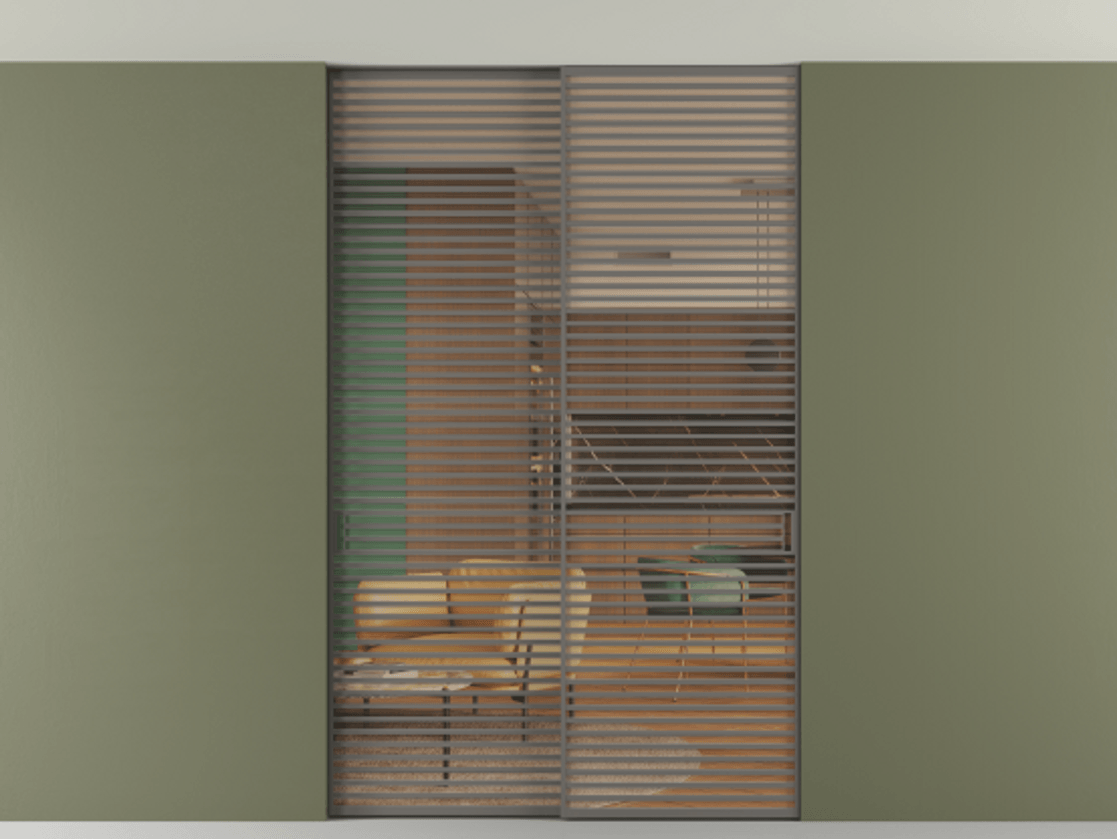 Перегородка Формато внутри проёма скрытое крепление в потолок 2 створки АЛПР 040.07 Алюминий классический серый Прозрачное оранжевое стекло, триплекс Цена 21900 Br | Volhovec