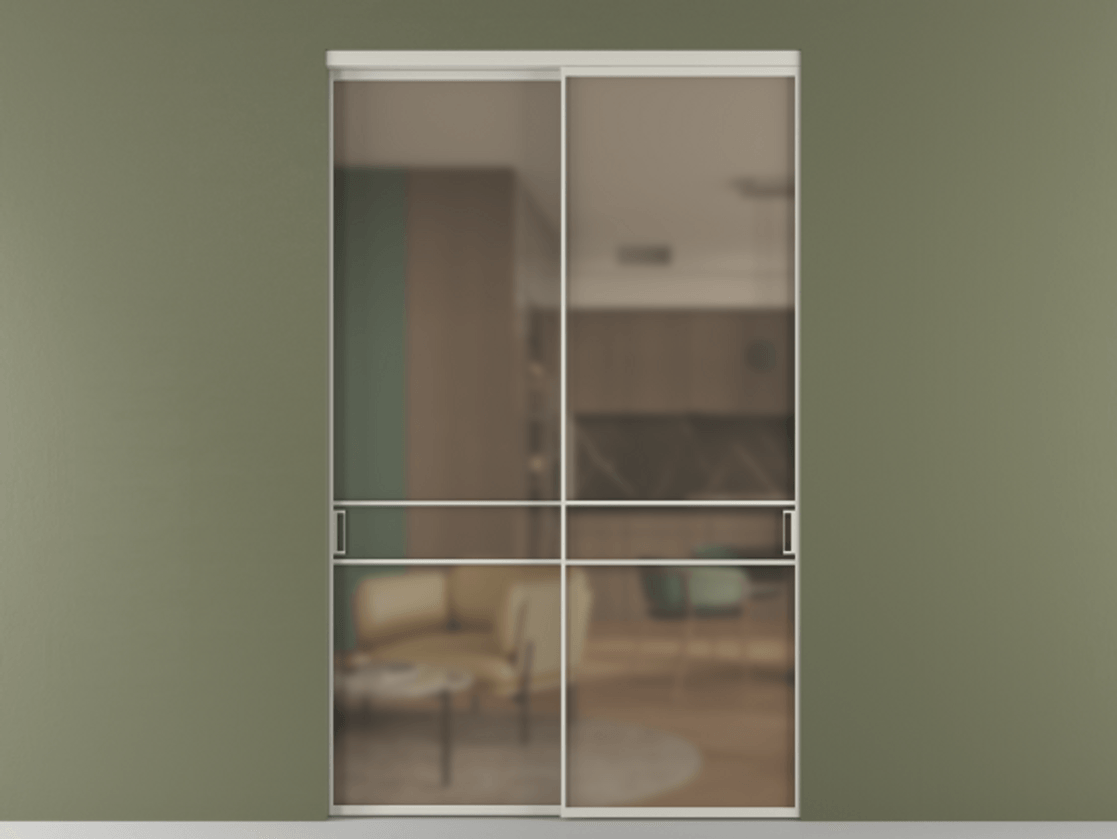 Перегородка Формато внутри проёма 2 створки АЛПР 040.02 Алюминий тёплый серый Сатинированное бронзовое стекло, триплекс. Цена 22710 Br 1. Полотно 2 шт. (800/2100 мм)
2. Комплект установки раздвижной системы
3. Базовый комплект фурнитуры
4.Ручка Рондо. Фабрика дверей Волховец 8 (800) 551 43 19 Перегородка Формато внутри проёма 2 створки АЛПР 040.02 Алюминий тёплый серый Сатинированное бронзовое стекло, триплекс Цена 22710 Br | Volhovec